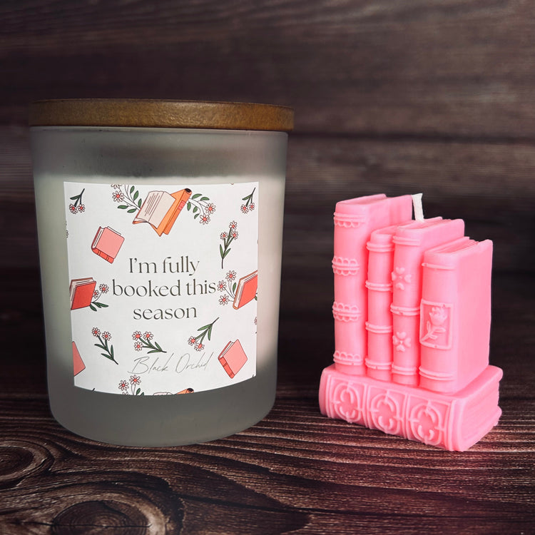 Book lover candle gift set book stack pillar