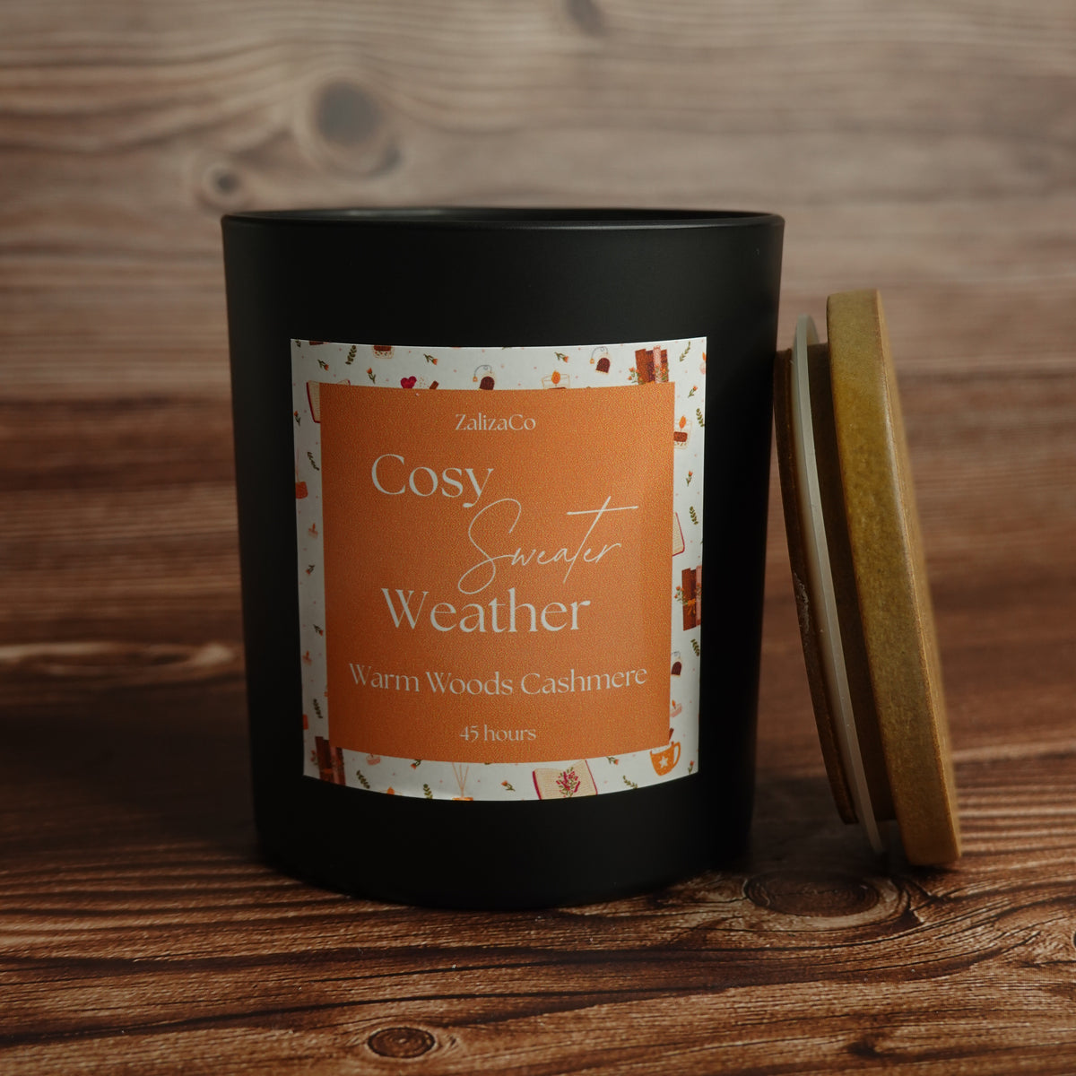 Cosy Sweater Weather autumn candle matte black jar