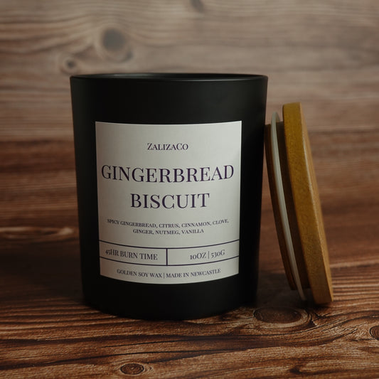 Wooden wick festive candle matte black jar
