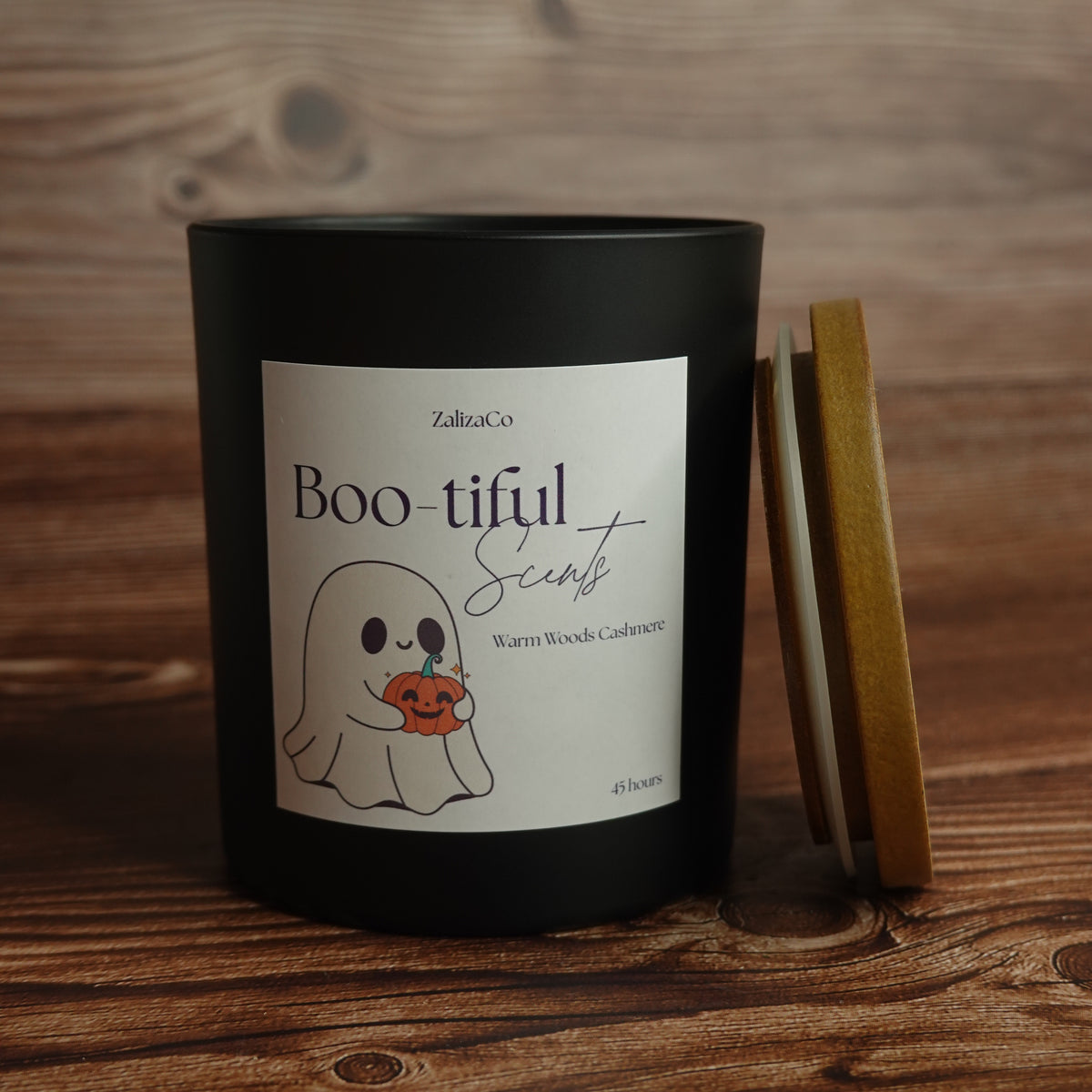 Ghost pillar candle black white Halloween