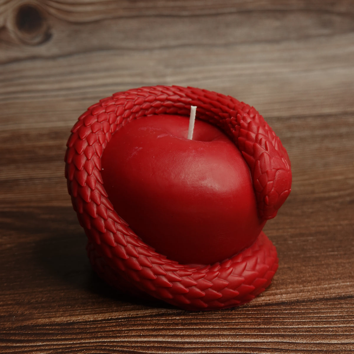 Gothic snake and apple candle onyx black
