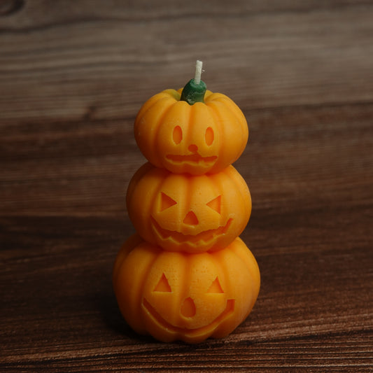 3-tier pumpkin pillar candle Halloween decor