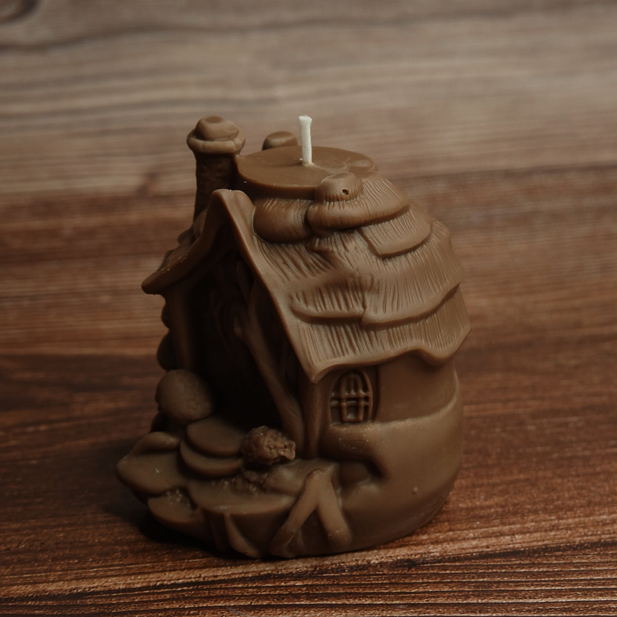 Burnt orange woodland candle mushroom detail