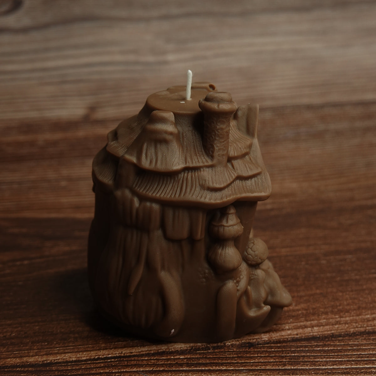 Burnt orange woodland candle mushroom detail