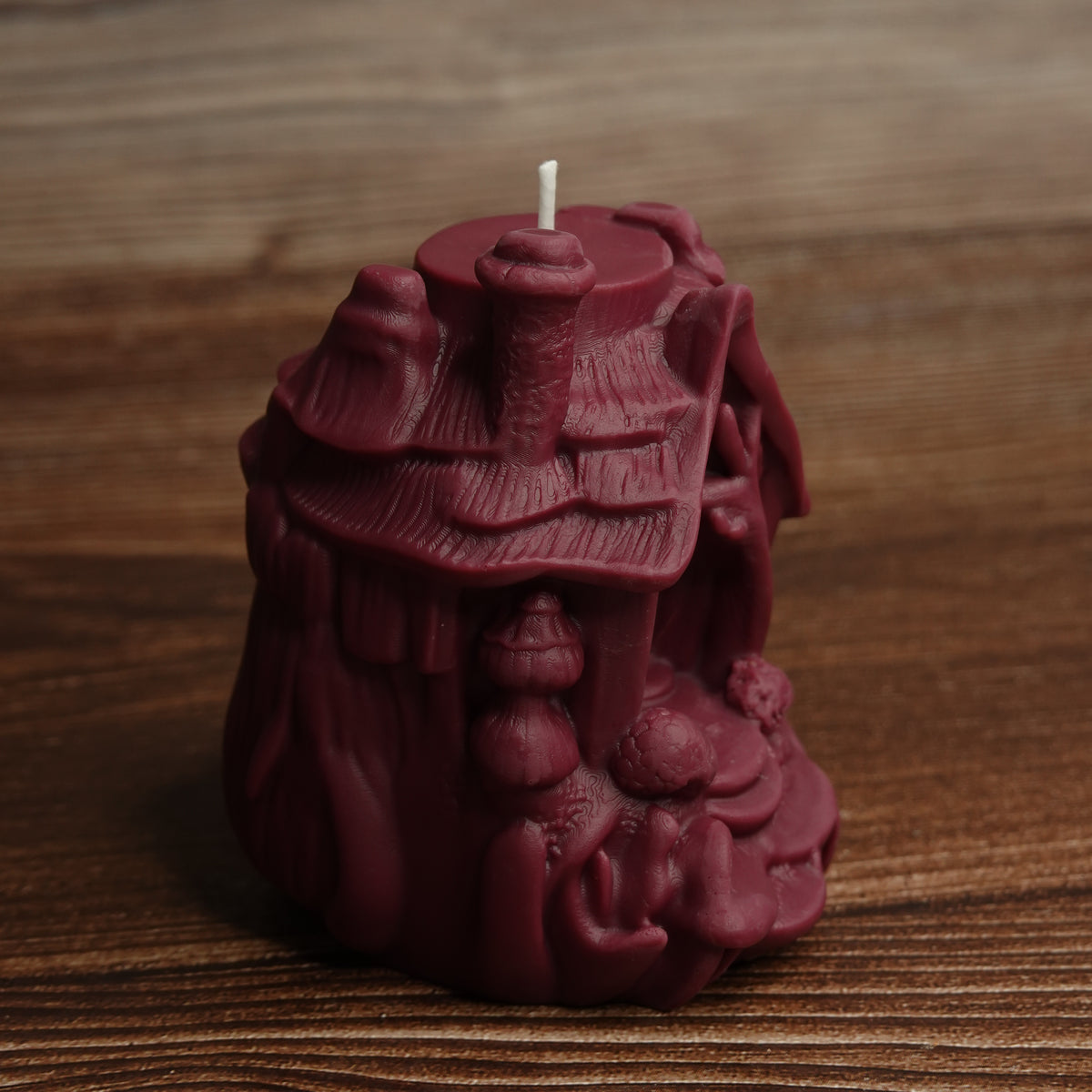 Woodland cottage pillar candle forest green
