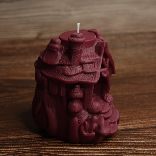 Woodland cottage pillar candle forest green