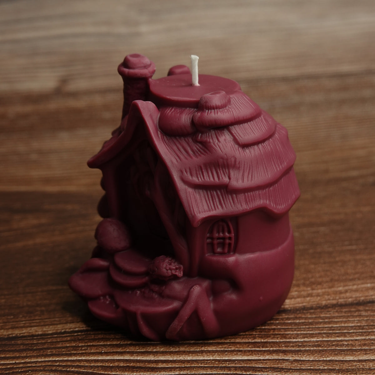 Woodland cottage pillar candle forest green