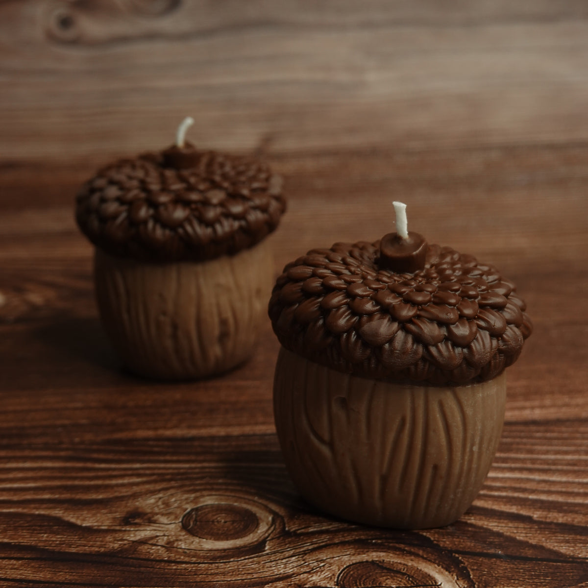 Acorn pillar candle pine scented autumn decor