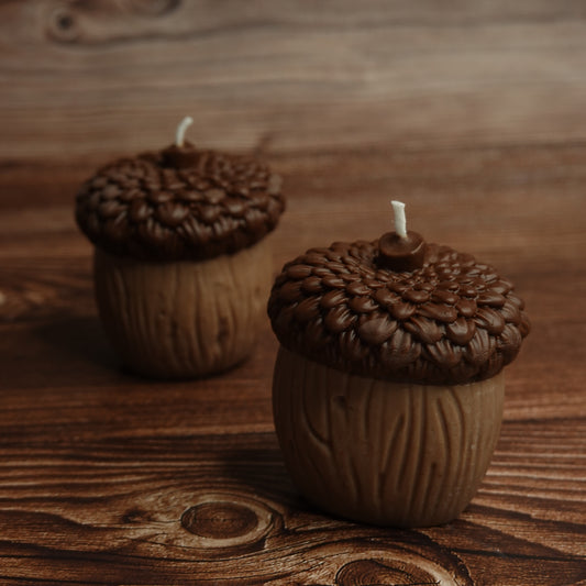 Acorn pillar candle pine scented autumn decor
