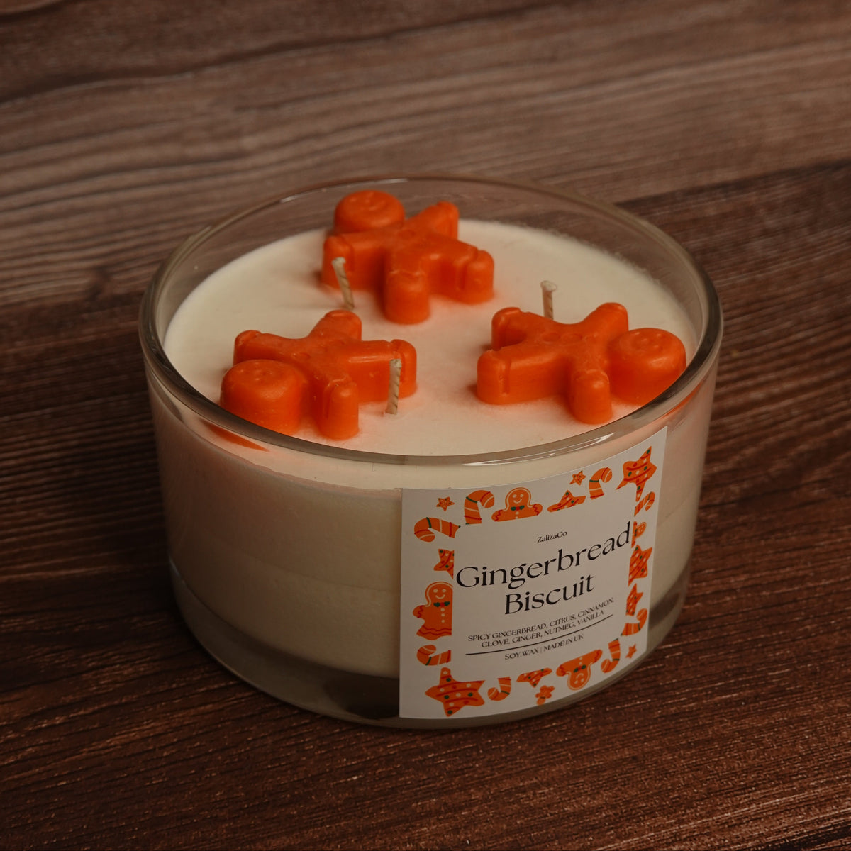 Gingerbread Biscuit candle 3 wick shimmer toppers