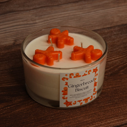 Gingerbread Biscuit candle 3 wick shimmer toppers