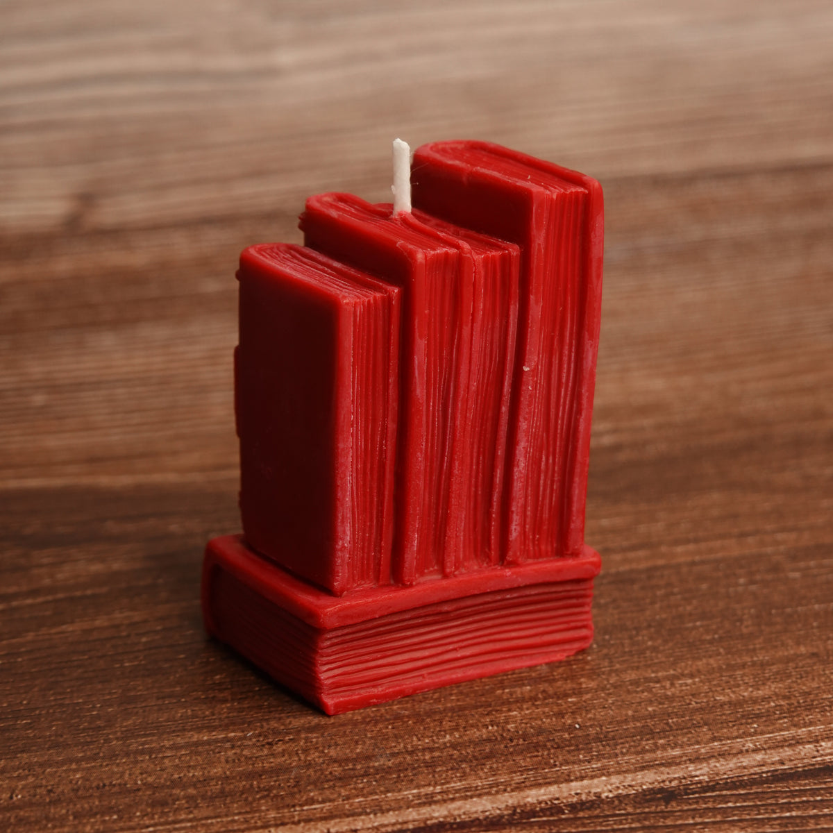 Book lover pillar candle shelf styling