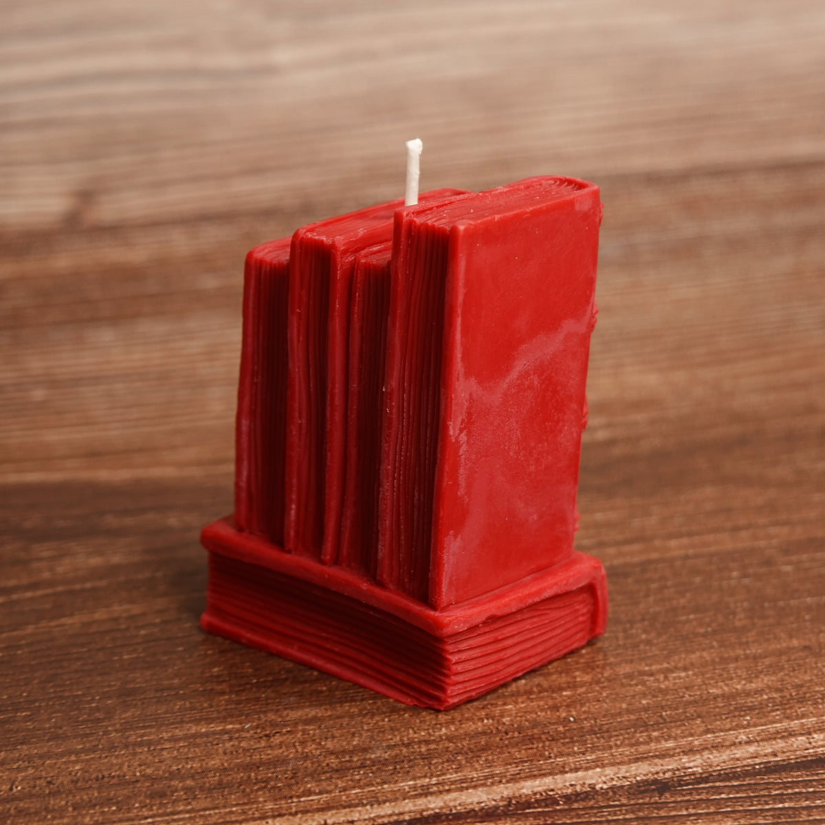 Book lover pillar candle shelf styling
