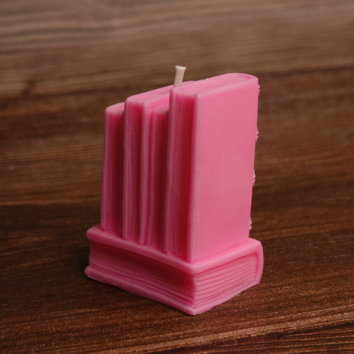 Classic bookish decor candle pink