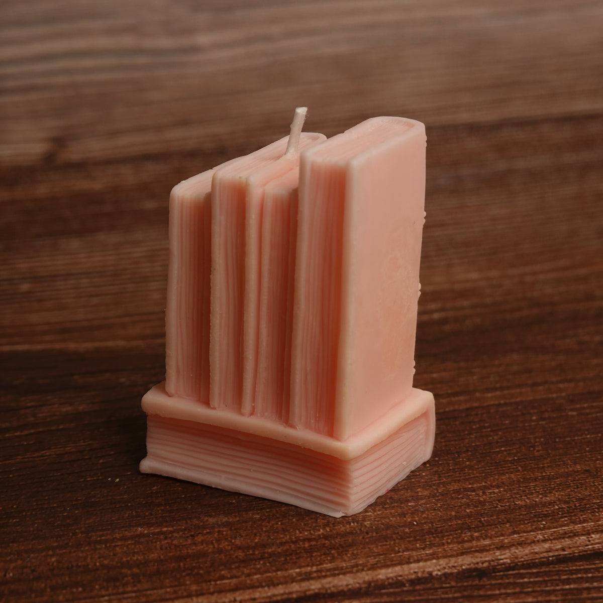 Classic bookish decor candle pink