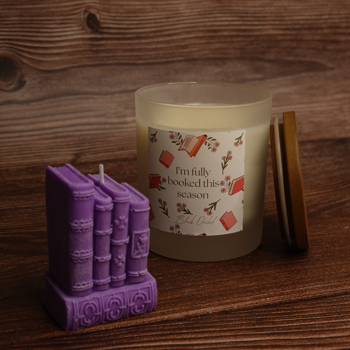 Book lover candle gift set book stack pillar