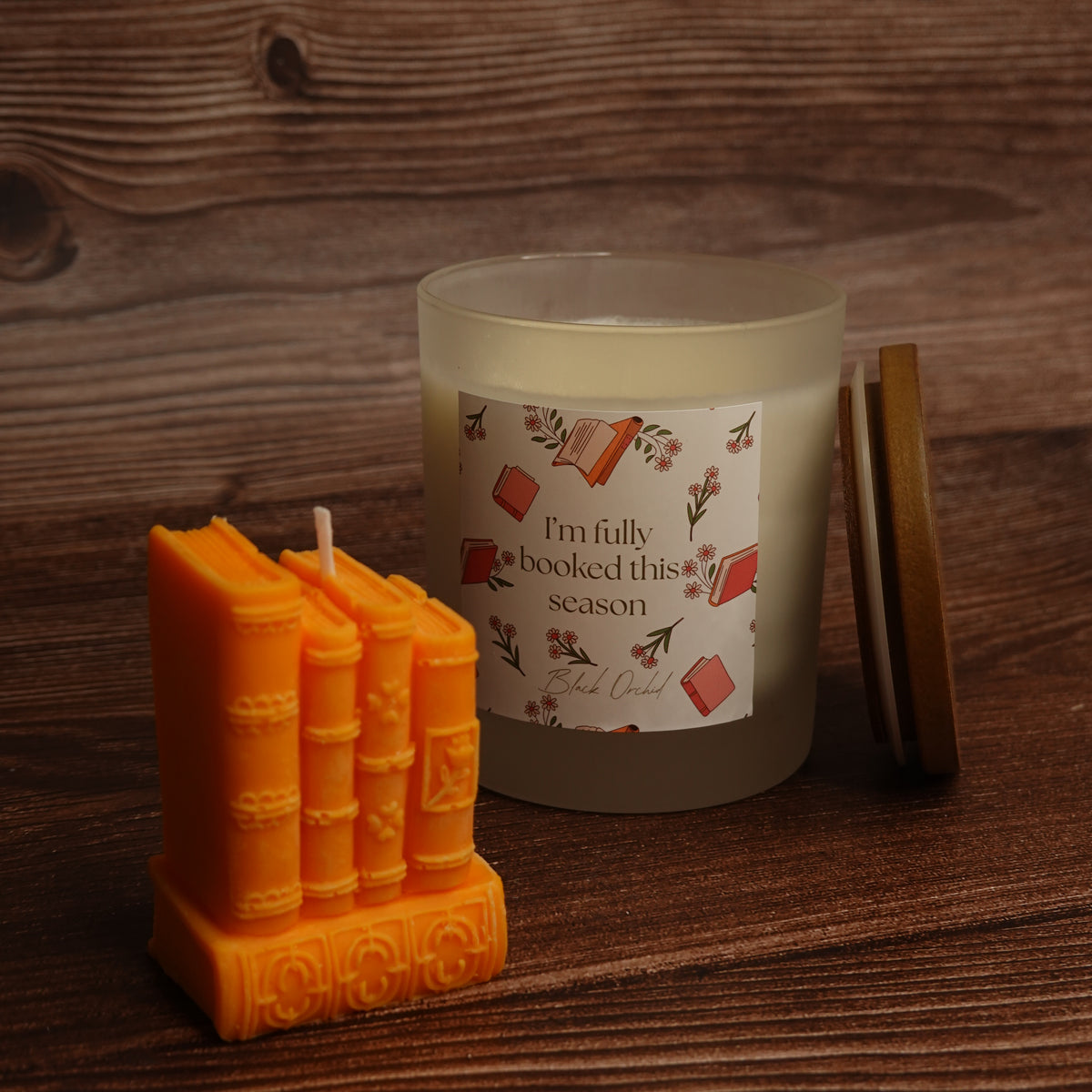 Book lover candle gift set book stack pillar
