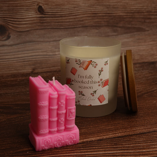 Book lover candle gift set book stack pillar