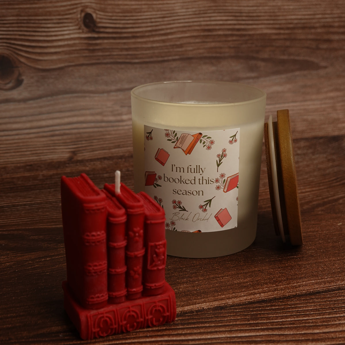 Book lover candle gift set book stack pillar