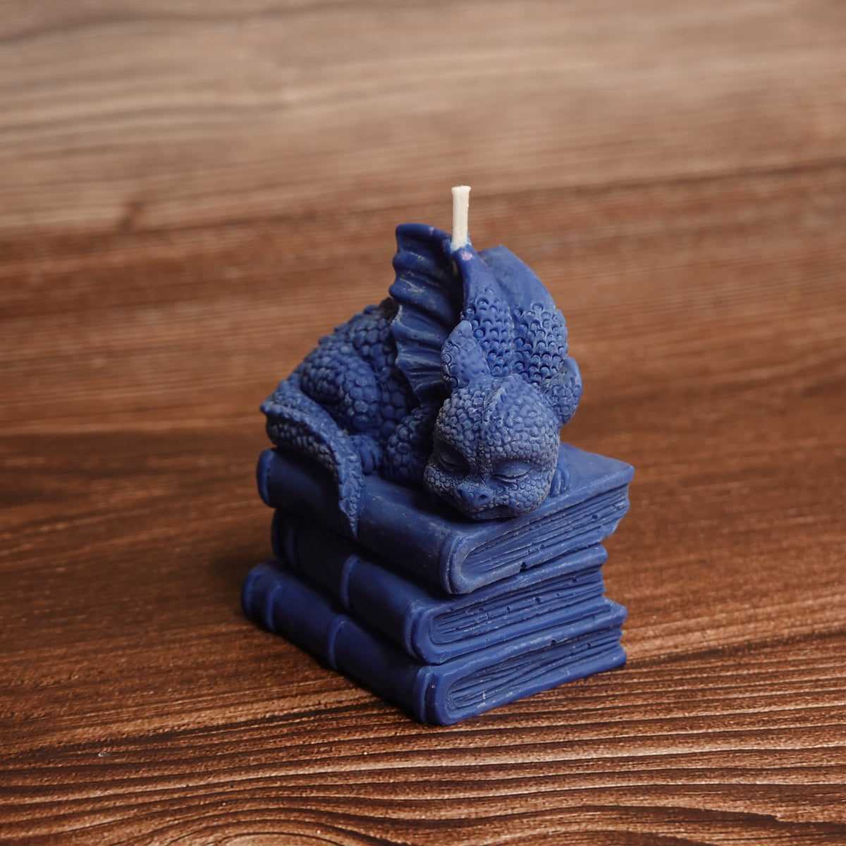 Bookish dragon pillar candle shelf decor