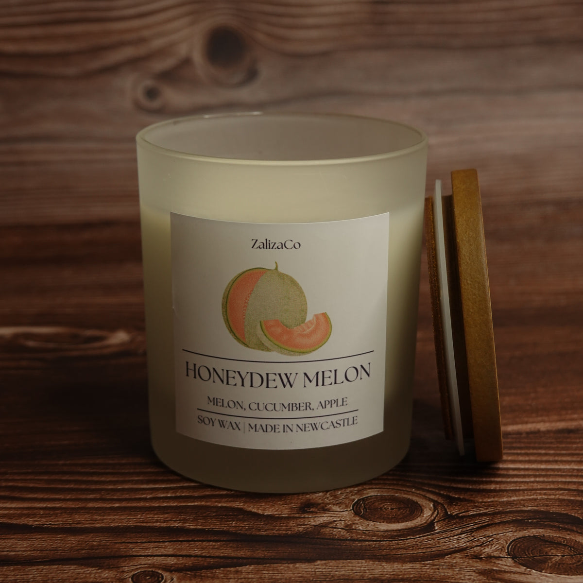 Frosted jar candle illustrated fruit design