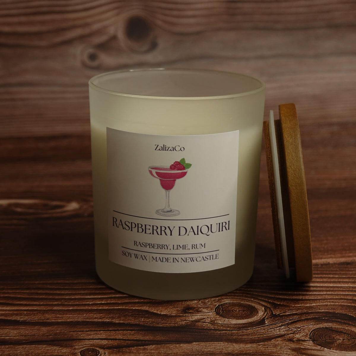 Frosted jar candle illustrated fruit design