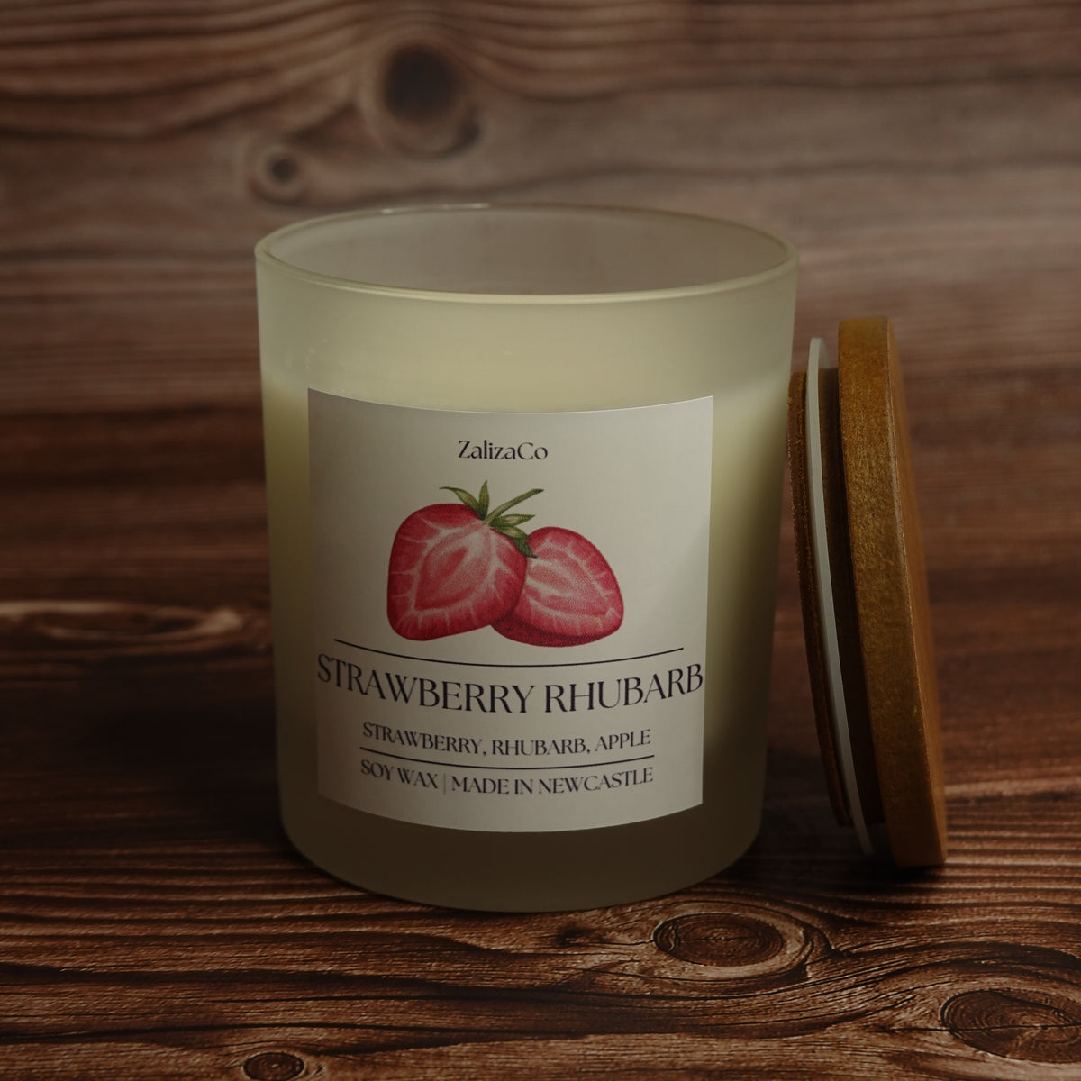 Frosted jar candle illustrated fruit design