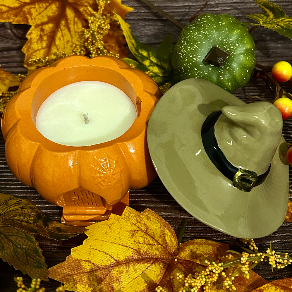 Halloween candle jesmonite pumpkin spice